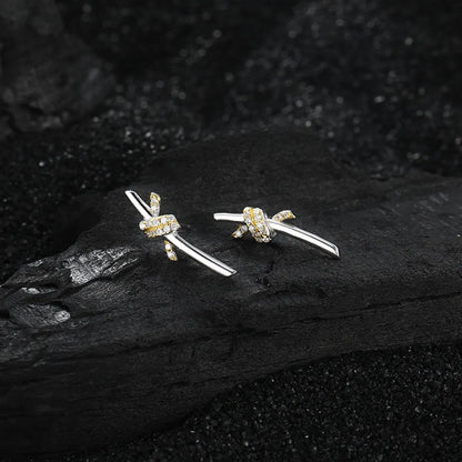 1 Pair Streetwear Irregular Plating Inlay Sterling Silver Zircon Ear Studs