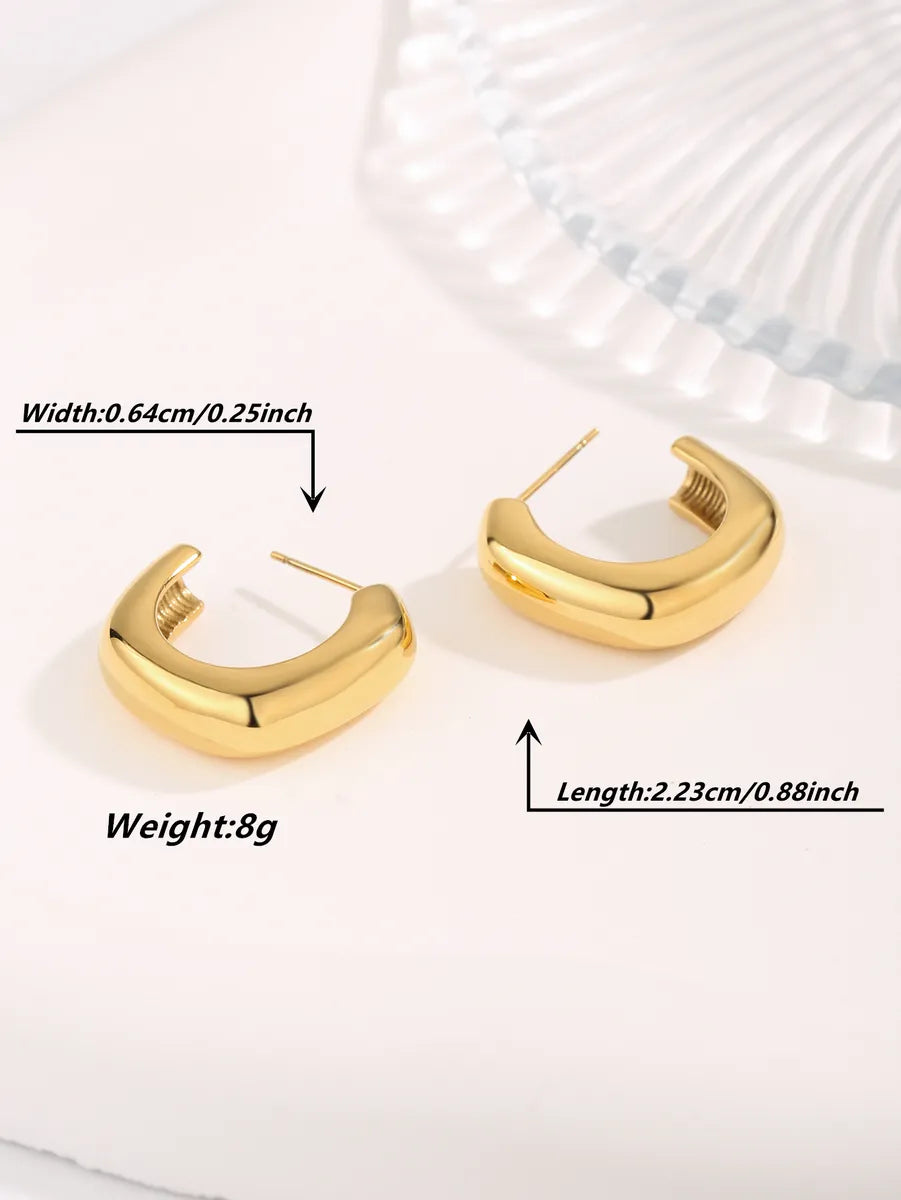 1 Pair Streetwear Irregular Square Water Droplets Plating 304 Stainless Steel 18K Gold Plated Ear Studs