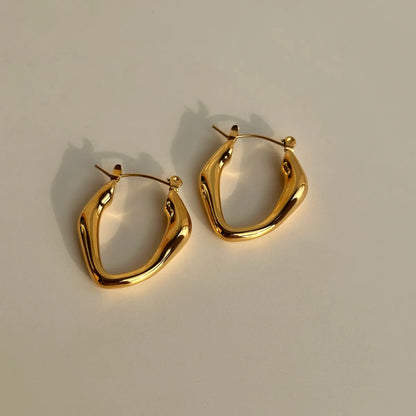 1 Pair Streetwear Irregular Titanium Steel Plating Hoop Earrings