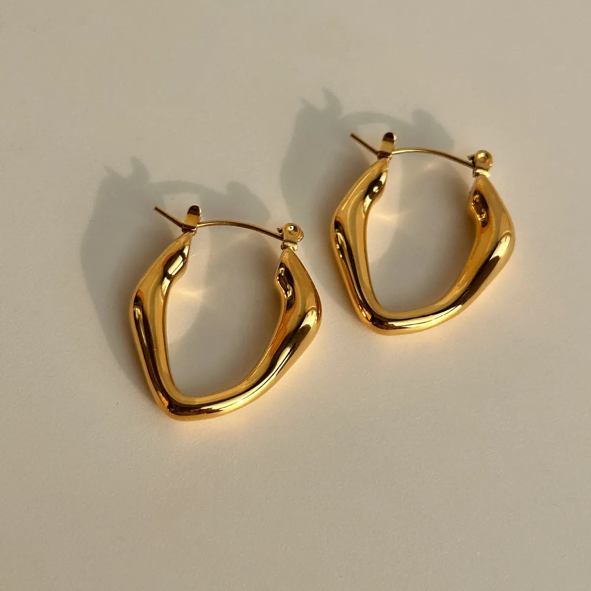 1 Pair Streetwear Irregular Titanium Steel Plating Hoop Earrings