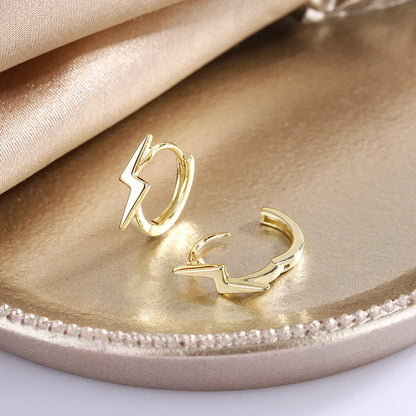 1 Pair Streetwear Lightning Plating Copper Hoop Earrings