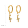 1 Pair Streetwear Lightning Plating Inlay Stainless Steel Zircon White Gold Plated Gold Plated Drop Earrings