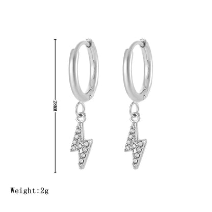 1 Pair Streetwear Lightning Plating Inlay Stainless Steel Zircon White Gold Plated Gold Plated Drop Earrings