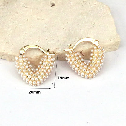 1 Pair Streetwear Round Heart Shape Plating Inlay Copper Artificial Pearls 18k Gold Plated Earrings