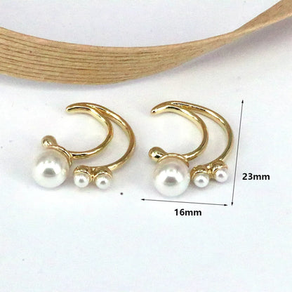 1 Pair Streetwear Round Heart Shape Plating Inlay Copper Artificial Pearls 18k Gold Plated Earrings