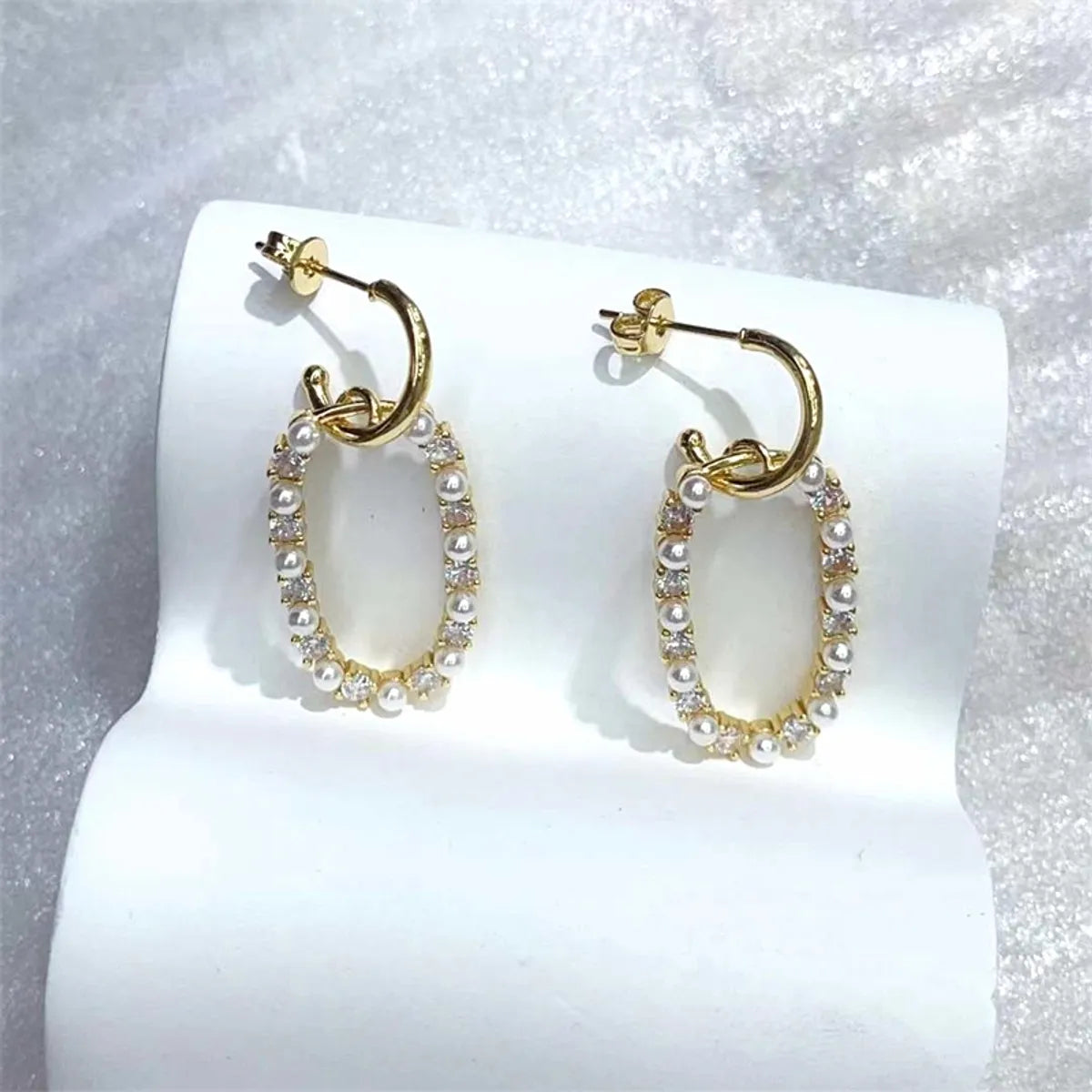 1 Pair Streetwear Round Plating Inlay Copper Zircon Gold Plated Hoop Earrings Drop Earrings Ear Studs