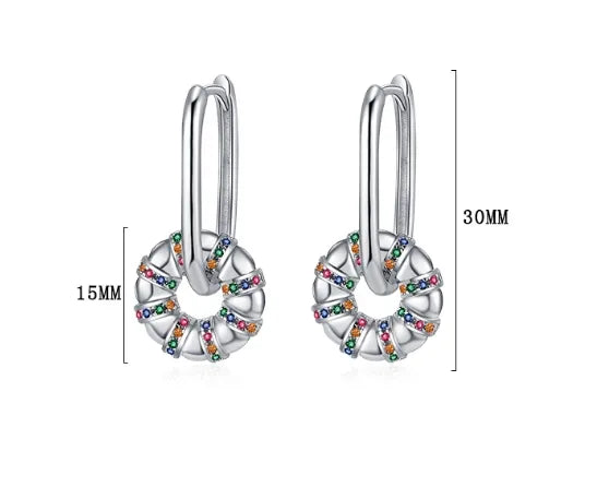 1 Pair Streetwear Round Plating Inlay Copper Zircon White Gold Plated Drop Earrings