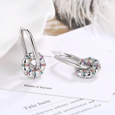 1 Pair Streetwear Round Plating Inlay Copper Zircon White Gold Plated Drop Earrings