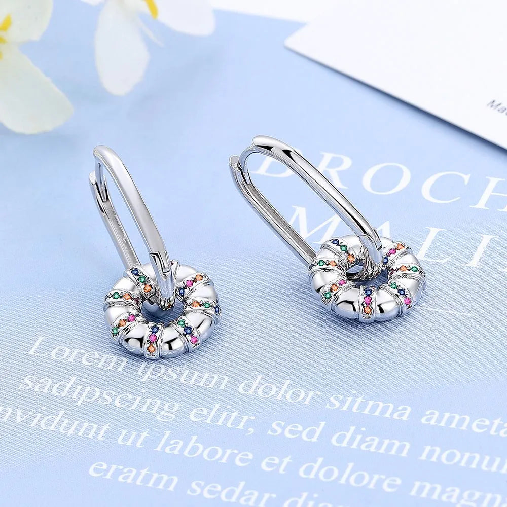 1 Pair Streetwear Round Plating Inlay Copper Zircon White Gold Plated Drop Earrings