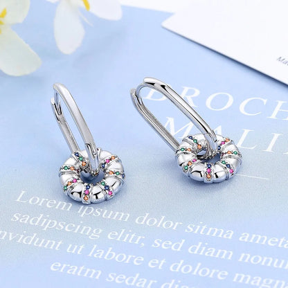 1 Pair Streetwear Round Plating Inlay Copper Zircon White Gold Plated Drop Earrings