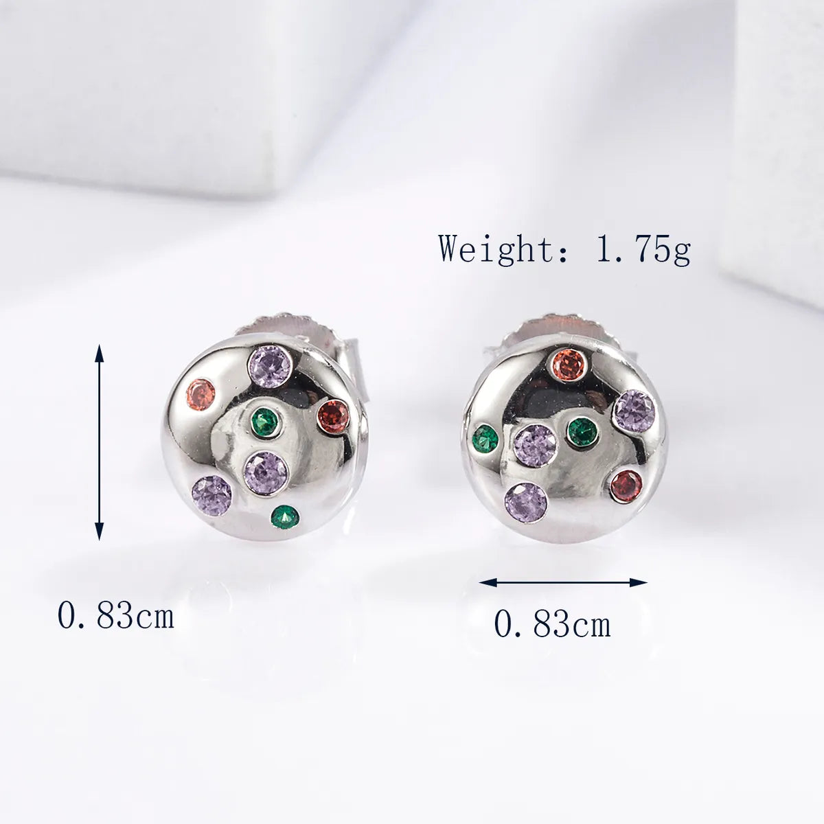 1 Pair Streetwear Round Star Moon Plating Inlay Sterling Silver Zircon White Gold Plated Ear Studs