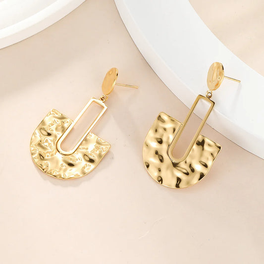 1 Pair Streetwear Semicircle Plating 304 Stainless Steel 14K Gold Plated Drop Earrings