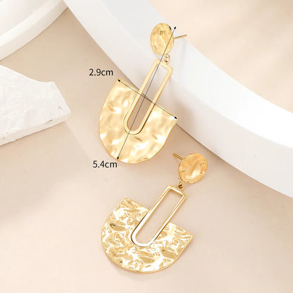 1 Pair Streetwear Semicircle Plating 304 Stainless Steel 14K Gold Plated Drop Earrings