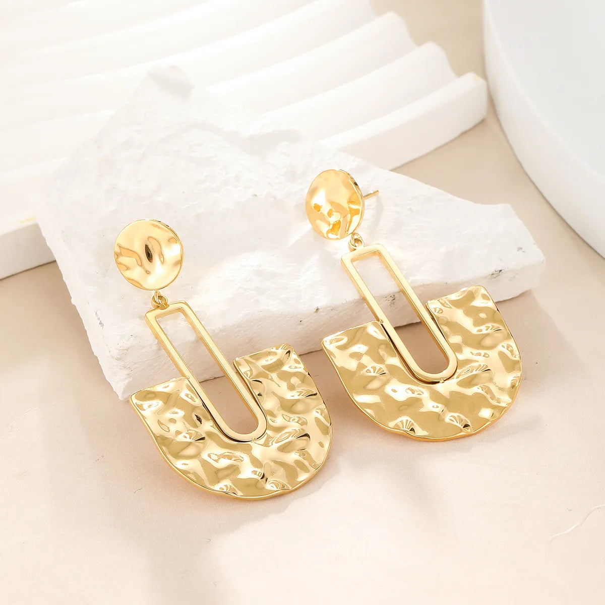 1 Pair Streetwear Semicircle Plating 304 Stainless Steel 14K Gold Plated Drop Earrings