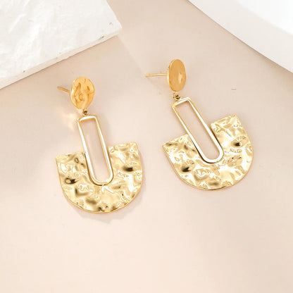 1 Pair Streetwear Semicircle Plating 304 Stainless Steel 14K Gold Plated Drop Earrings