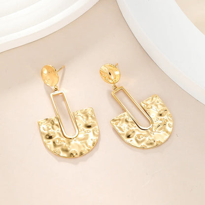 1 Pair Streetwear Semicircle Plating 304 Stainless Steel 14K Gold Plated Drop Earrings