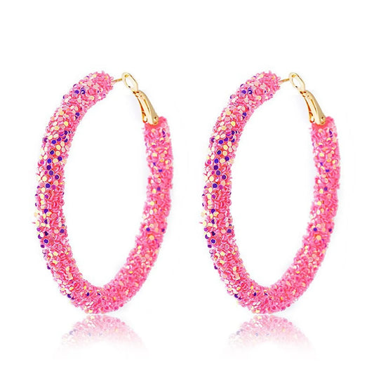 1 Pair Streetwear Sequins Plating Metal Hoop Earrings