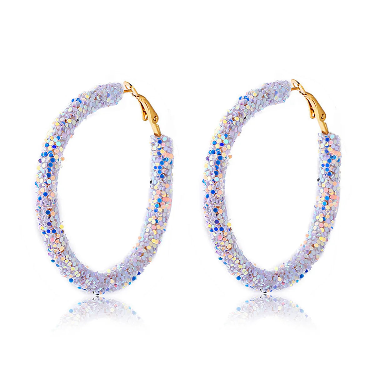 1 Pair Streetwear Sequins Plating Metal Hoop Earrings