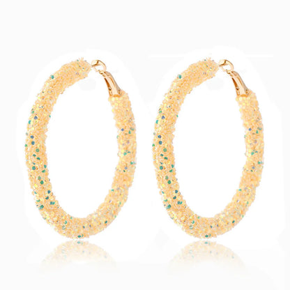 1 Pair Streetwear Sequins Plating Metal Hoop Earrings