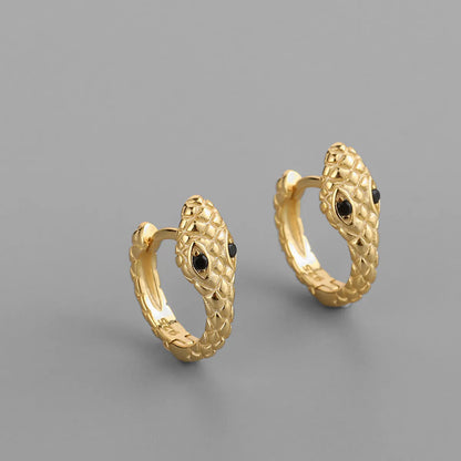 1 Pair Streetwear Snake Copper Inlay Zircon Earrings