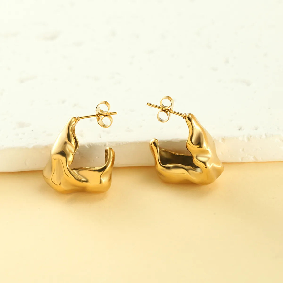 1 Pair Streetwear Solid Color Irregular Plating Stainless Steel Ear Studs