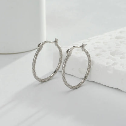 1 Pair Streetwear Solid Color Metal Sterling Silver Hoop Earrings