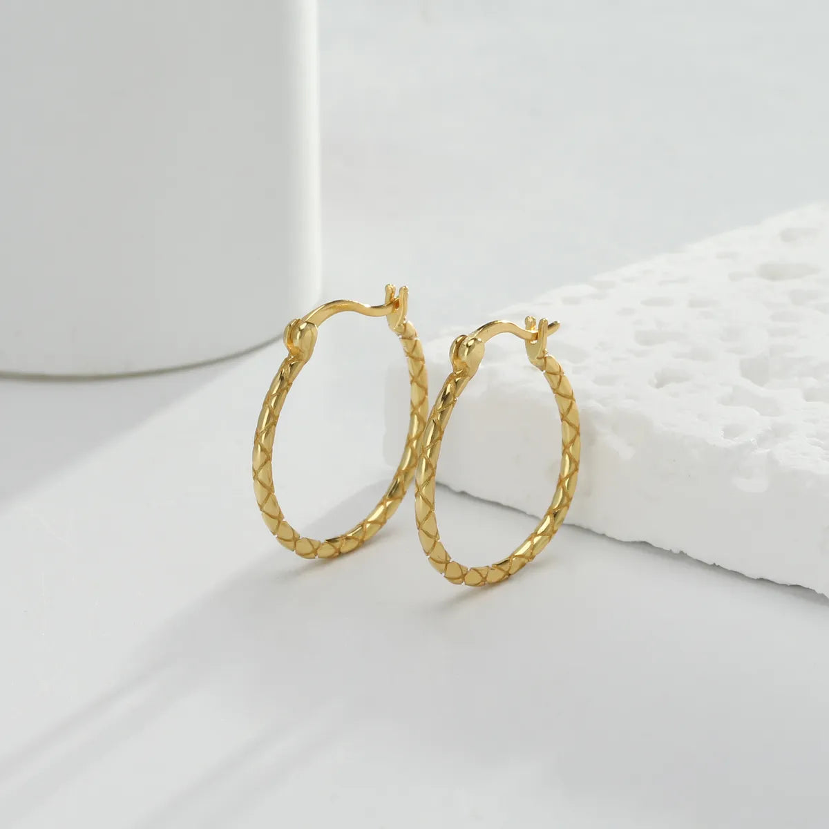 1 Pair Streetwear Solid Color Metal Sterling Silver Hoop Earrings