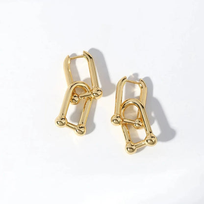 1 Pair Streetwear Solid Color Plating Chain Copper Drop Earrings