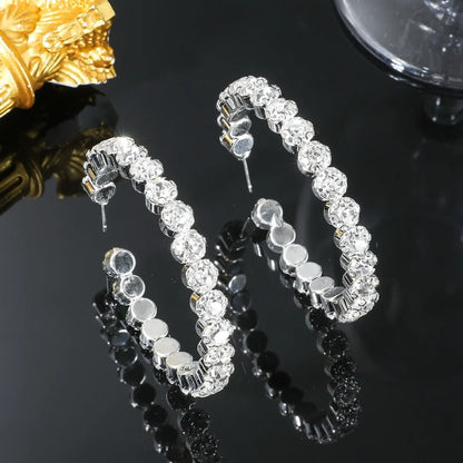 1 Pair Streetwear Solid Color Plating Inlay Alloy Rhinestones Silver Plated Ear Studs