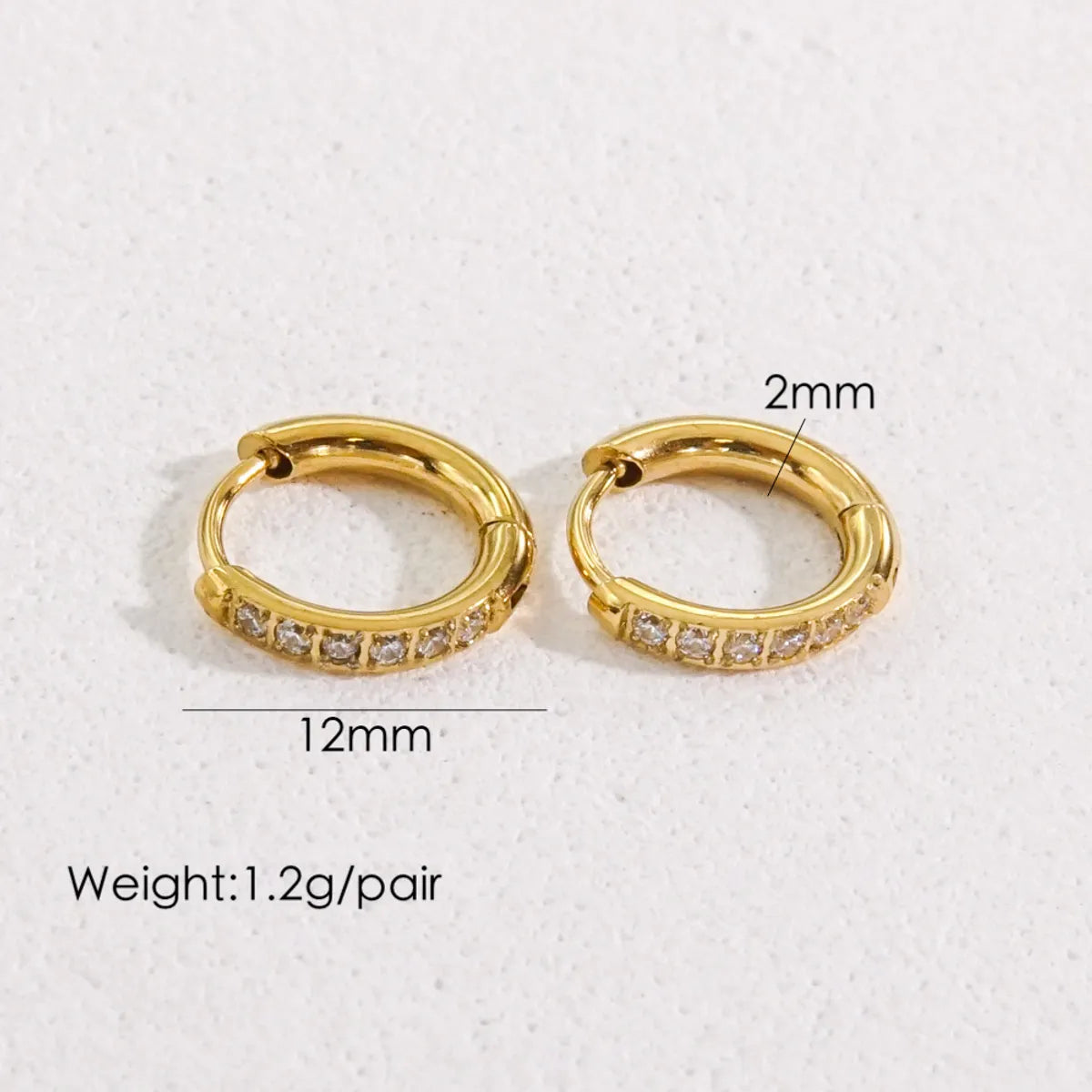 1 Pair Streetwear Solid Color Plating Inlay 304 Stainless Steel Artificial Gemstones 14K Gold Plated Earrings