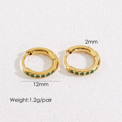 1 Pair Streetwear Solid Color Plating Inlay 304 Stainless Steel Artificial Gemstones 14K Gold Plated Earrings