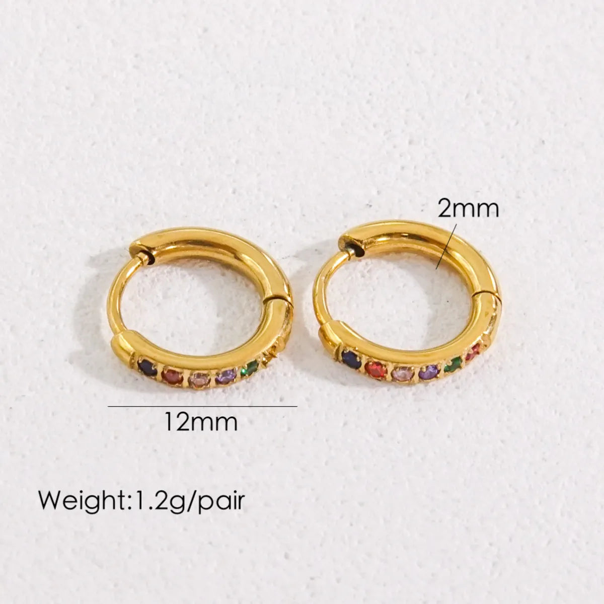 1 Pair Streetwear Solid Color Plating Inlay 304 Stainless Steel Artificial Gemstones 14K Gold Plated Earrings