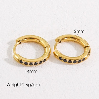 1 Pair Streetwear Solid Color Plating Inlay 304 Stainless Steel Artificial Gemstones 14K Gold Plated Earrings