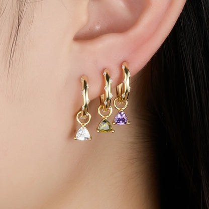 1 Pair Streetwear Solid Color Plating Inlay Sterling Silver Zircon 18k Gold Plated Earrings