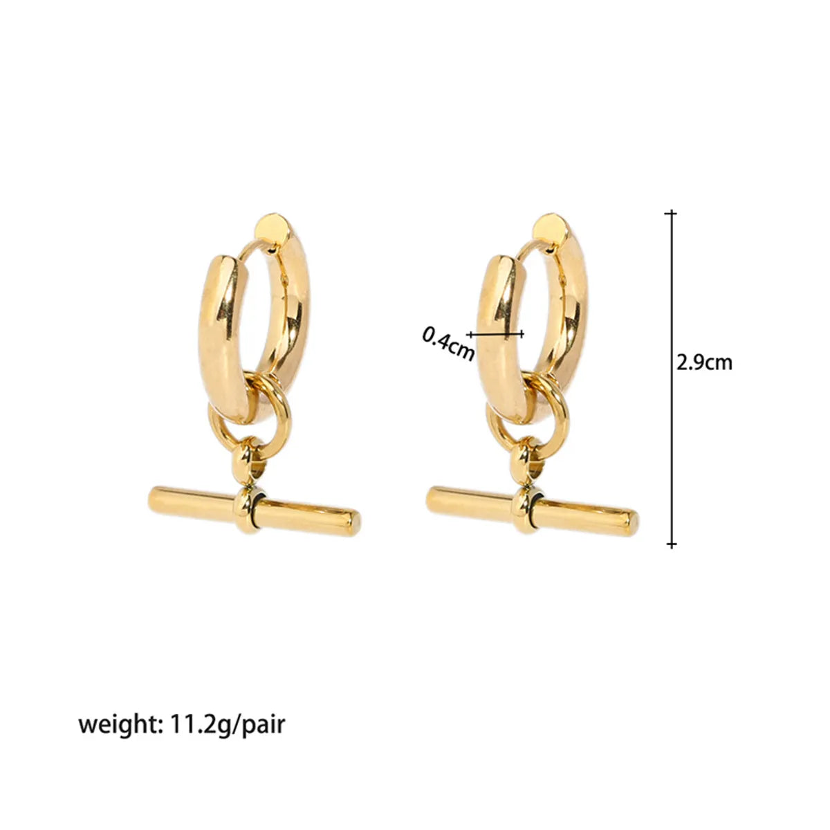 1 Pair Streetwear Solid Color Plating Stainless Steel 18k Gold Plated Earrings