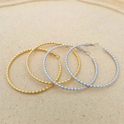 1 Pair Streetwear Solid Color Plating Titanium Steel Hoop Earrings