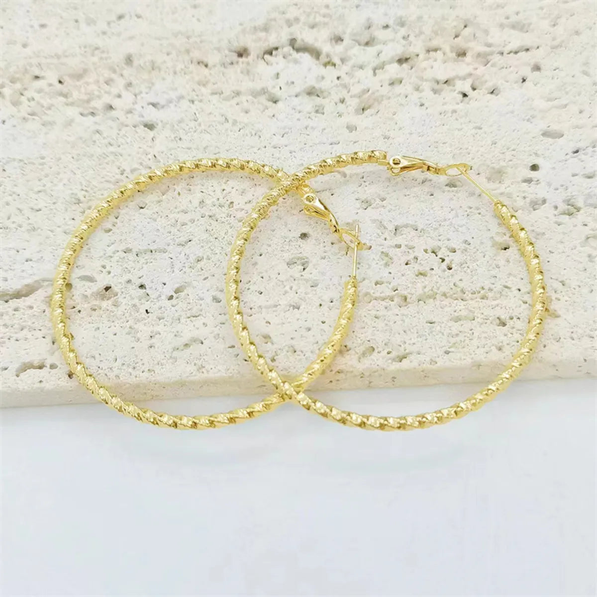 1 Pair Streetwear Solid Color Plating Titanium Steel Hoop Earrings