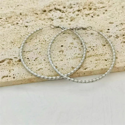 1 Pair Streetwear Solid Color Plating Titanium Steel Hoop Earrings