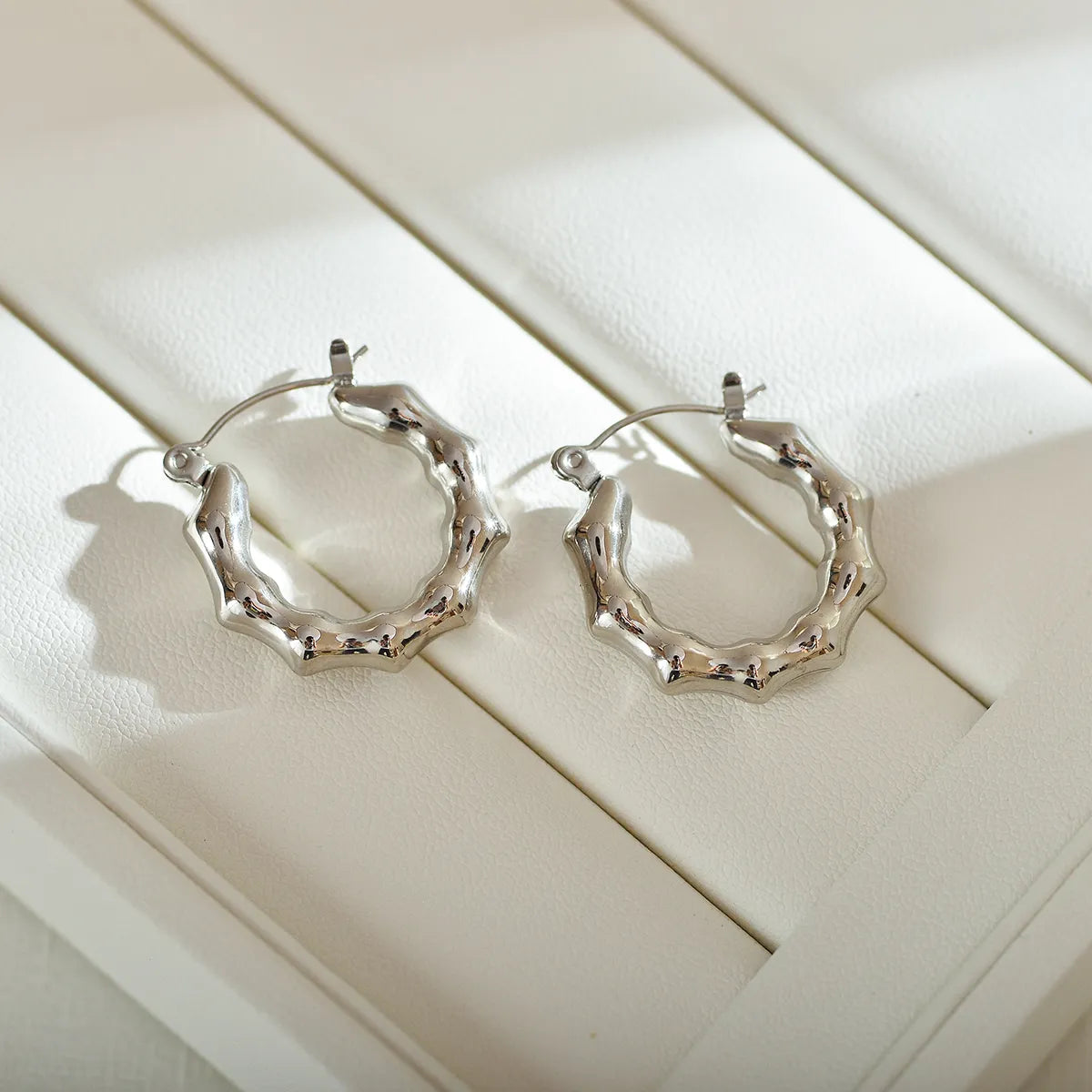 1 Pair Streetwear Solid Color Stainless Steel Hoop Earrings