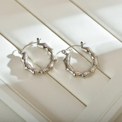 1 Pair Streetwear Solid Color Stainless Steel Hoop Earrings