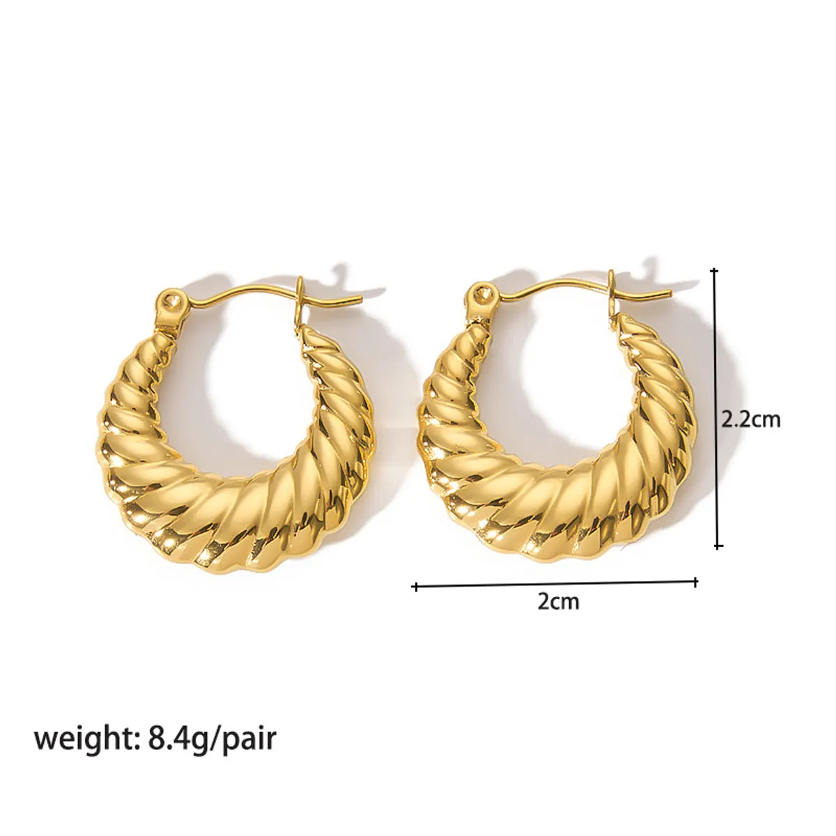 1 Pair Streetwear Spiral Stripe Plating Stainless Steel 18k Gold Plated Hoop Earrings