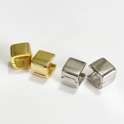 1 Pair Streetwear Square Sterling Silver Ear Studs