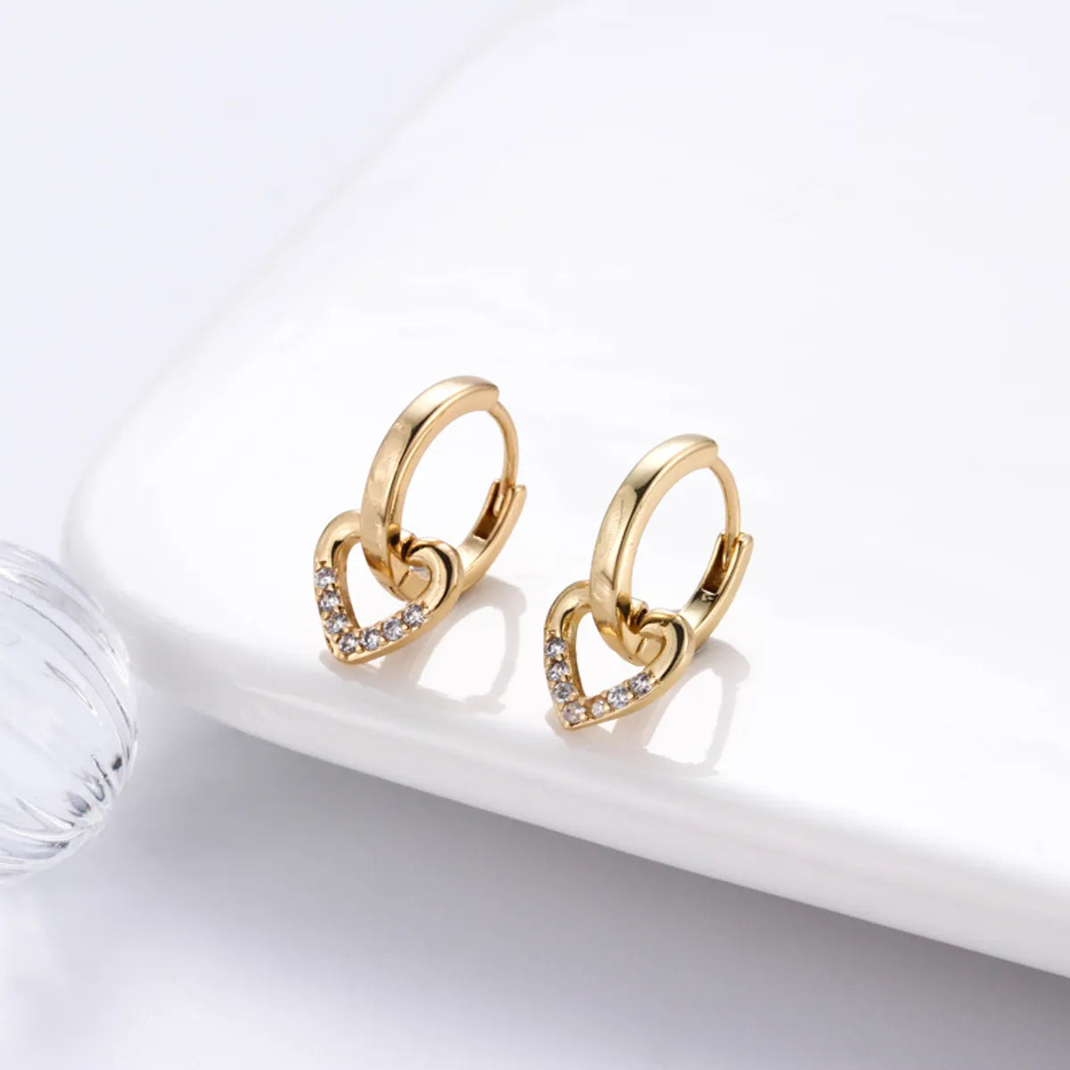 1 Pair Streetwear Star Copper Plating Inlay Zircon 18k Gold Plated Hoop Earrings