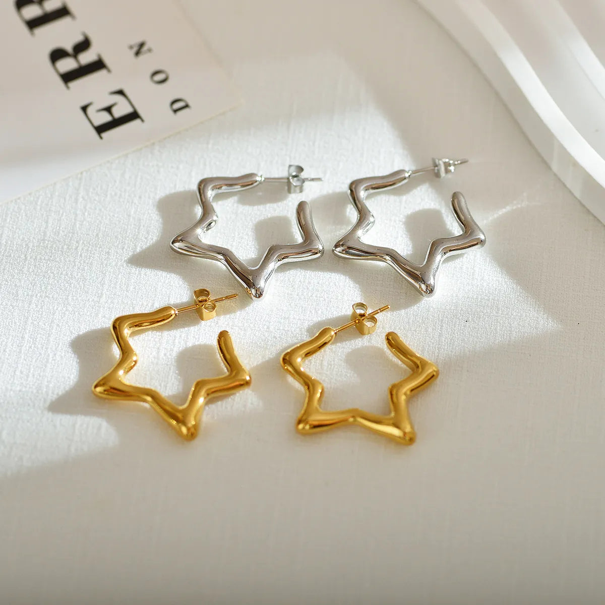 1 Pair Streetwear Star Stainless Steel Gold Plated Ear Studs