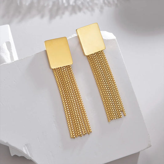 1 Pair Streetwear Tassel Plating Metal Stainless Steel 18k Gold Plated Drop Earrings