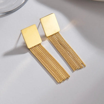 1 Pair Streetwear Tassel Plating Metal Stainless Steel 18k Gold Plated Drop Earrings