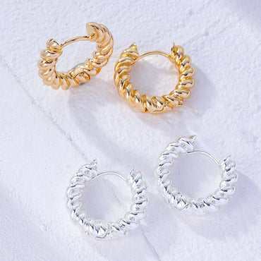 1 Pair Streetwear Twist Plating Copper White Gold Plated Gold Plated Hoop Earrings