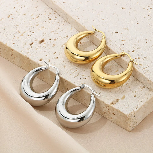 1 Pair Streetwear U Shape Plating Titanium Steel Hoop Earrings Drop Earrings