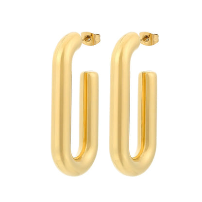 1 Pair Streetwear U Shape Plating Titanium Steel Hoop Earrings Drop Earrings