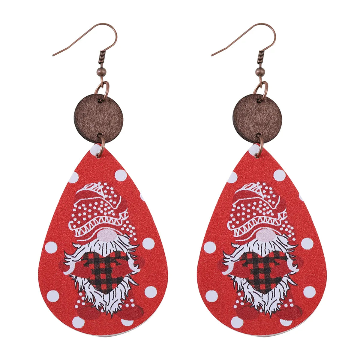 1 Pair Streetwear Water Droplets Pu Leather Wood Drop Earrings